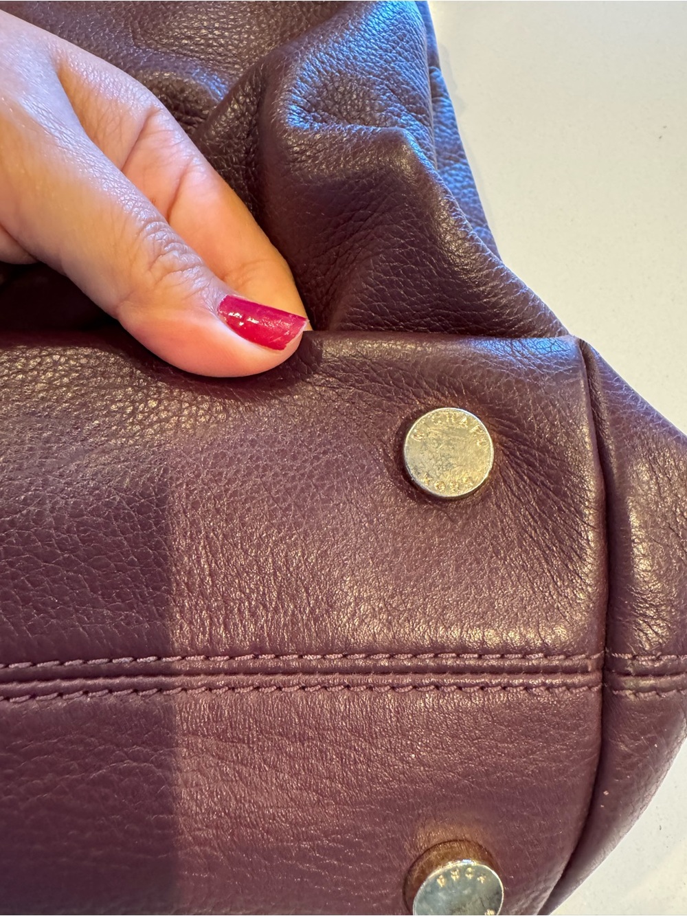 Michael Kors Plum Pebbled Leather Shoulder Bag with Gold Chain - Picture 5 of 5